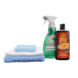 SONAX Pinnacle Glass Cleaner Combo - Complete Glass Cleaning Kit - Professional Grade, Easy to Use. Great for Cars, Trucks, SUVs, RVs, ATVs, Golf Carts. Home Uses: Bathrooms, Shower, Mirrors, Windows.