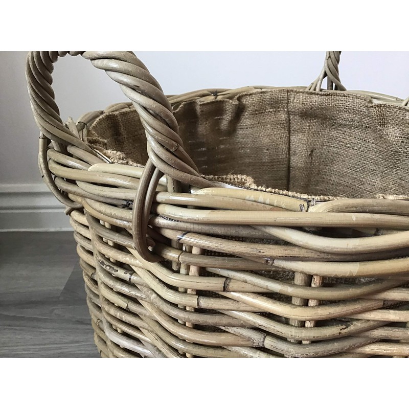 Round Kindling/Storage Basket, Hessian Lined, Excellent Quality, Very Strong Kuba