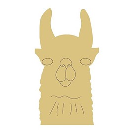 Llama Head Design by Lines Cutout Unfinished Wood Animal Kids Room Mystical Door Hanger MDF Shape Canvas Style 1 Art 1 (24")