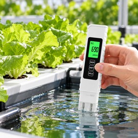 Digital TDS EC Water Tester for Hydroponics & Home Water Testing – 4-in-1 Meter with Backlit LCD for Everyday Monitoring