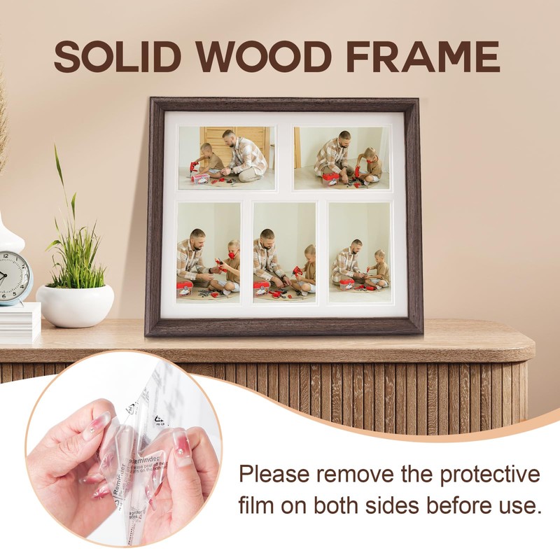 Gmllary 11x14 Collage Picture Frame Walnut, 5-4x6 Photo Frame, 1