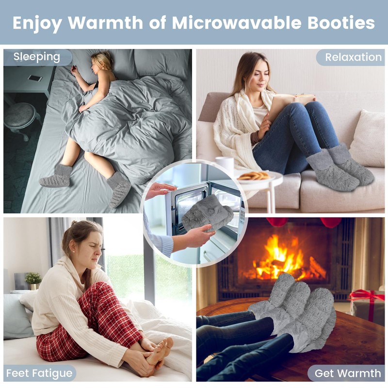 Microwavable Feet Booties for Discomfort Reduction, Heating Foot Warmer for