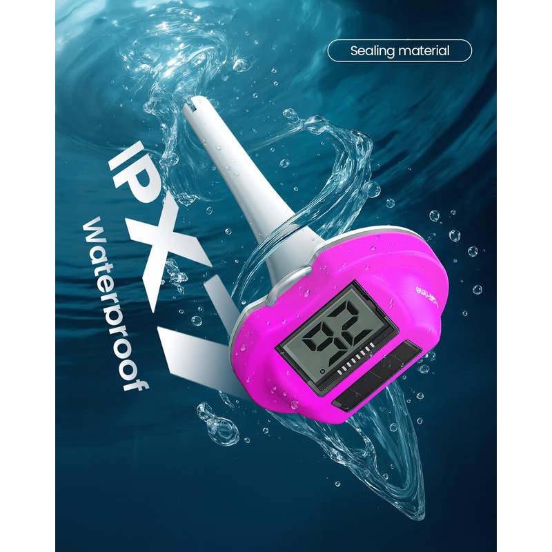 Pool Thermometer Floating Easy Read with Dual Jumbo-Sized Screens, Solar