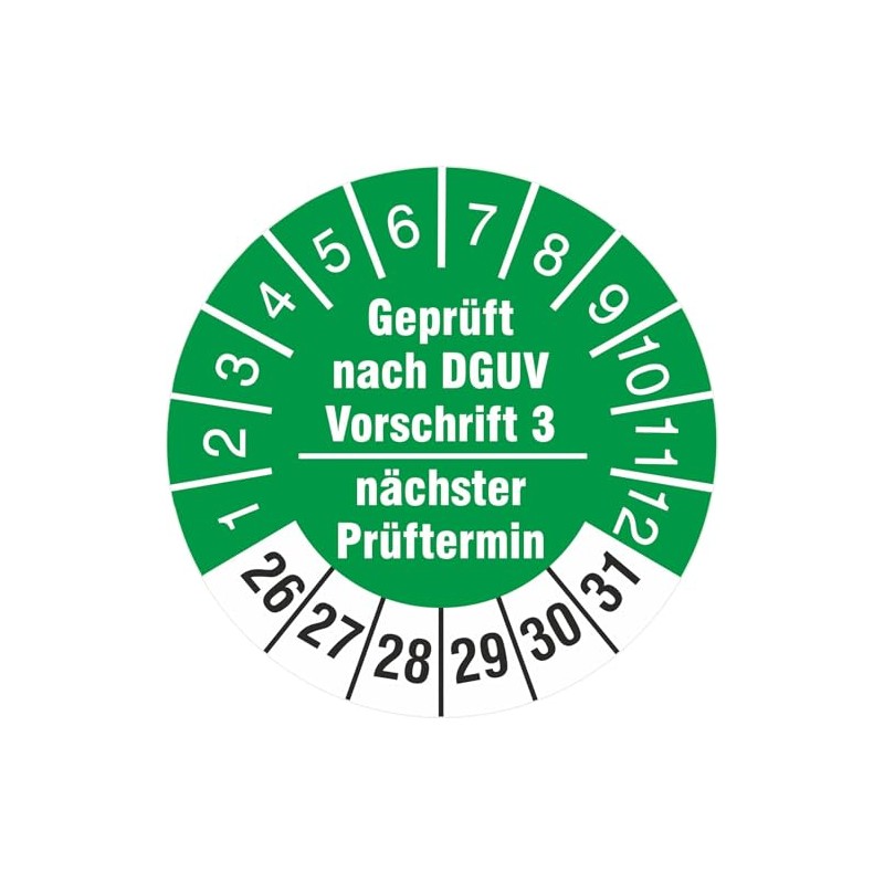 50 pieces next test date tested according to DGUV regulations,
