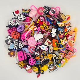 Random Different Straw Cover Caps for Tumbler Cup,15 PCS Mixed Cute Dringking Straw Toppers,10mm Dust-Proof Reusable Bulk PVC Straw Protector for Party Gifts