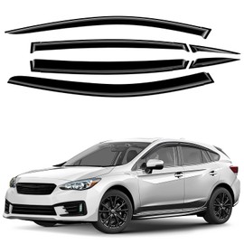 GrandWheel Co Smoke Tinted Tape-On Side Window Vent Visor Deflectors Rain Guards Compatible with Subaru Impreza 2017-2023 Hatchback - 6pcs. GW0755, BLACK