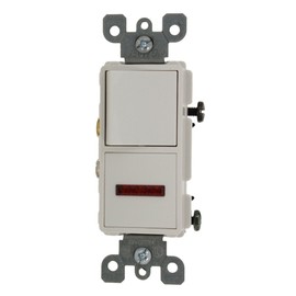 Leviton 5626-W 15 Amp, 120 Volt, Decora Brand Style Single-Pole / Neon Pilot AC Combination Switch, Commercial Grade, Grounding, White