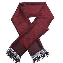 Glory Max Large Two Tones Vintage Paisley Jacquard Pashmina Shawl Wrap Scarf (Wine Black)