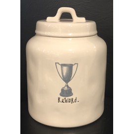 Rae Dunn Artisan Collection By Magenta Canister 6" Diameter X 6.25" Deep REWARD-Trophy Picture Dishwasher Safe