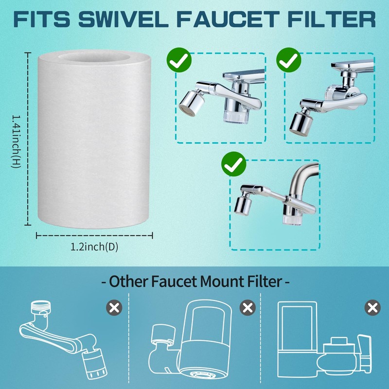 CECEFIN 8pcs Filter Cartridges Replacement for Swivel Faucet Water Filter,