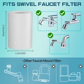 CECEFIN 8pcs Filter Cartridges Replacement for Swivel Faucet Water Filter, 1um Micro-Porous Purifier, 1.2inch Diameter Strong Filter-ability Element, Improve Water Conditions
