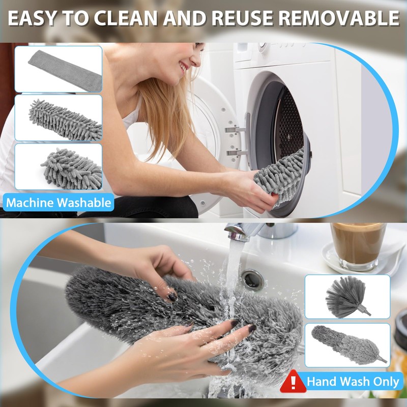 THINKWORK Microfiber Duster Handheld with Hand Held Vacuum Cordless, Handheld