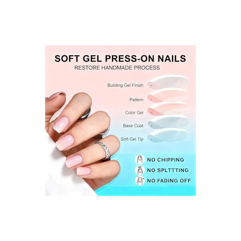 SXVME Uñas postizas Cat Eye en almendra, uñas cortas de