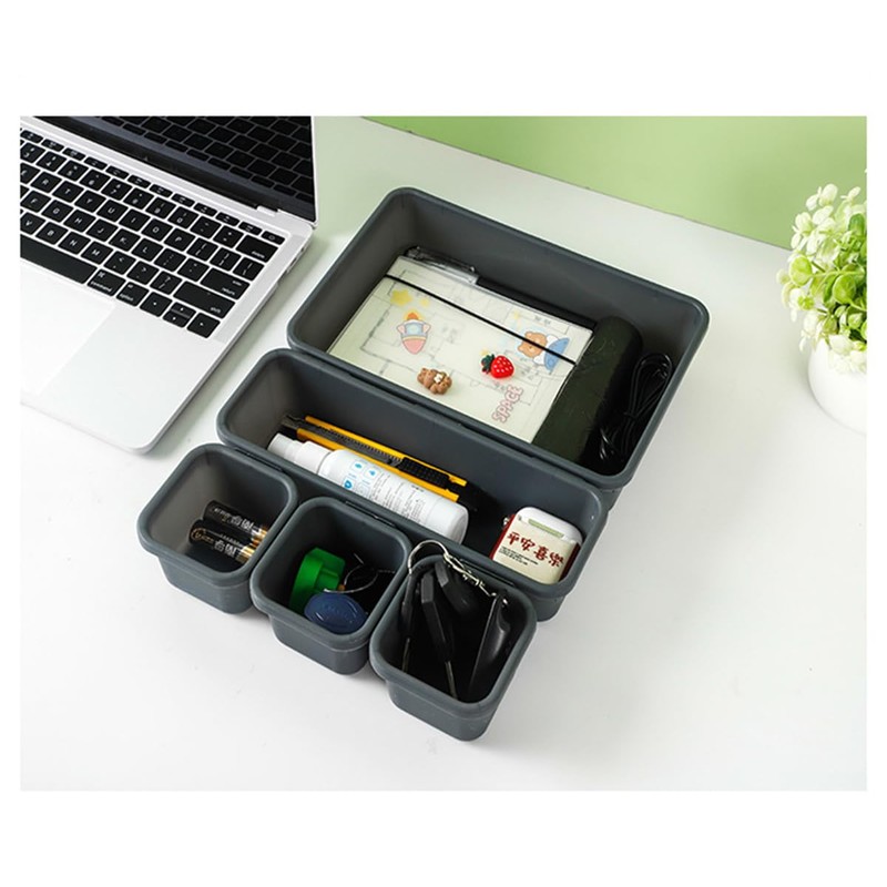 Gonice 18 PCS Black Desk Drawer Organizer Tray, Interlocking Drawer