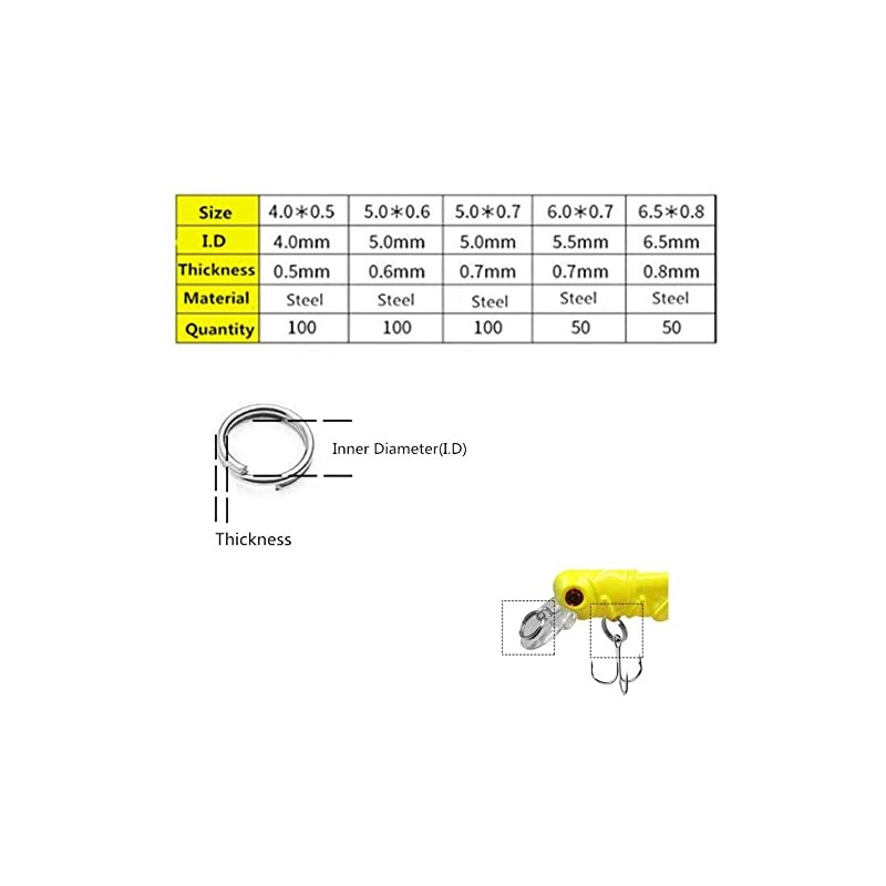 400pcs Stainless Steel Split Rings Kit Fishing Lures Ring Chain
