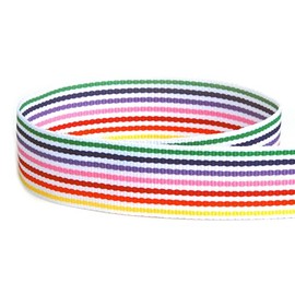 USA Made 7/8" Rainbow Candy Striped Grosgrain Ribbon - 20 Yards