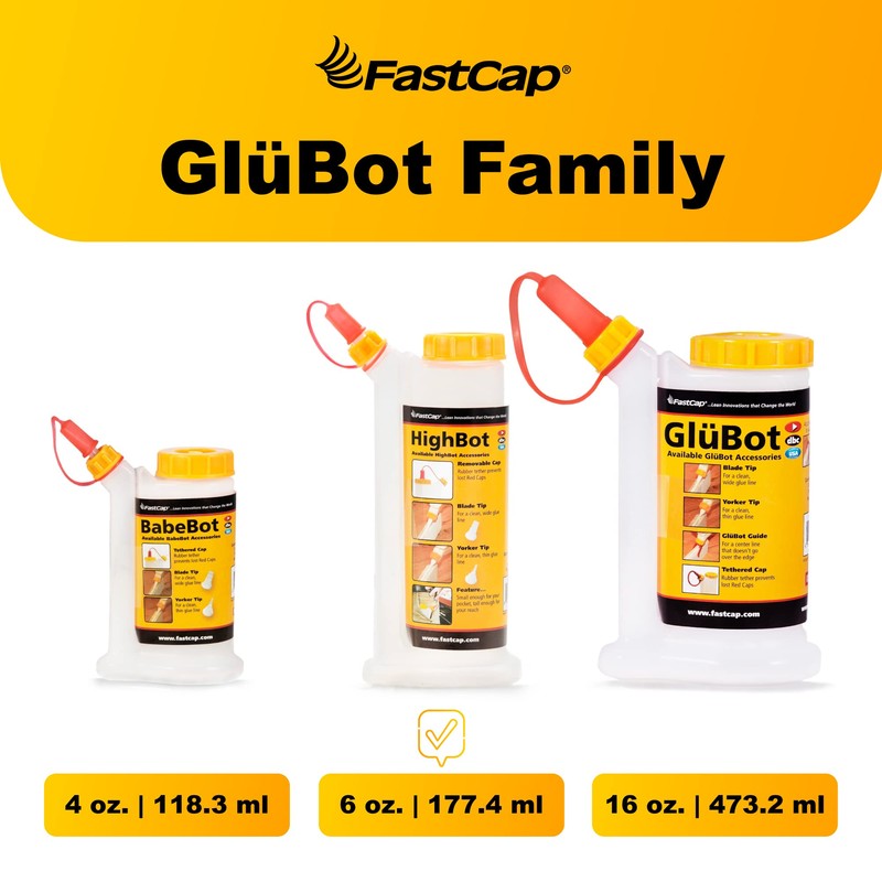 FastCap 6oz Glue Bottle, with 2-chamber No-Drip system. Each bottle