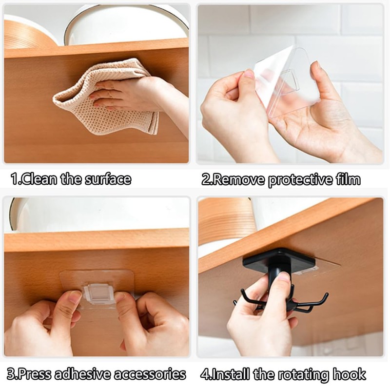 HQahnekme 2 Pieces 360° Rotating Hook Rack for Kitchen Utensils,