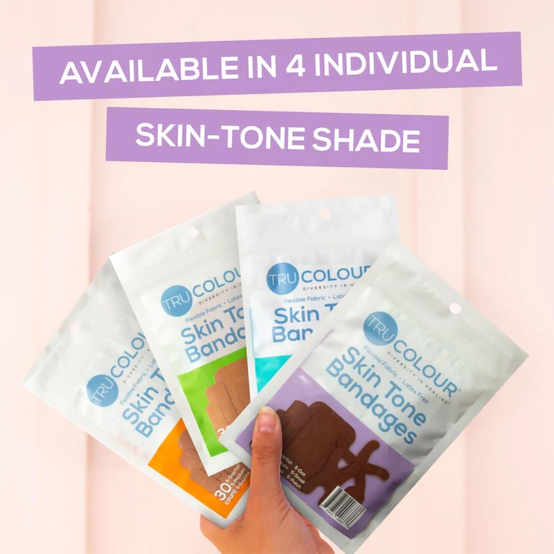 Tru-Colour Skin Tone Bandages Variety Pack, Flexible Fabric Adhesive Strips,