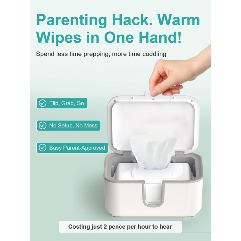 KOSTTE Baby Wipes Warmer, Larger Capacity Wipe Dispenser, Even Heating