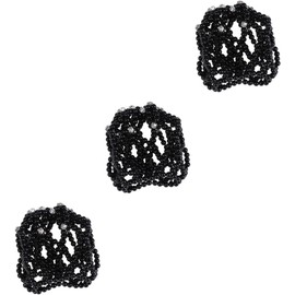 3 Piezas moño redecillas para el cabello Redecilla elástica de crochet redecilla de ganchillo Accesorios para el cabello con redecilla elástica accesorios para mujer Black