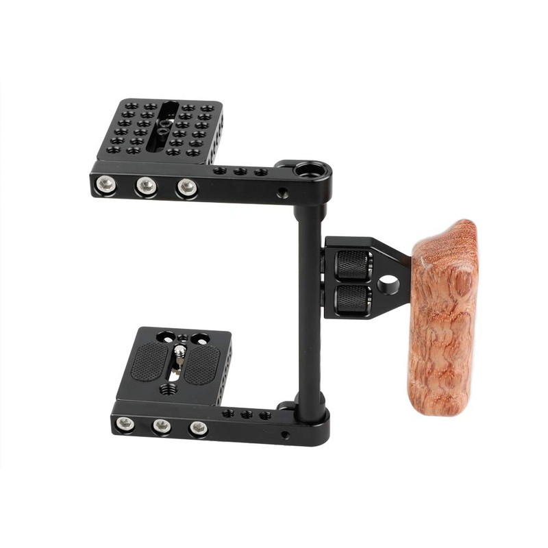 CAMVATE DSLR Video Camera Cage Stabilizer Rig with Wooden Handle