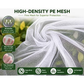 2-Pack White PE Garden Netting with Drawstring, Protective Mesh Covers for Plants, Vegetables and Fruit Trees