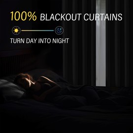 ChrisDowa White Linen Textured 100% Blackout Curtains for Bedroom, 2 Panels Set Thermal Insulated Linen Curtains for Living Room, Privacy Grommet Window Curtains (Pure White, 52 x 54 Inch)