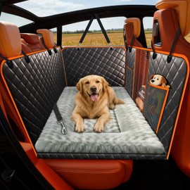 TNELTUEB Dog Car Seat Cover with Bed Mat, Back Seat Extender for Dogs (Black)