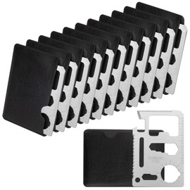 Survival Credit Card Multitool, 11 in 1 Beer Opener Survival Card Tool,Wallet Multitools Card Perfect for Fathers Men Gadgets Stocking Stuffers for Men (12 PCS) (Silvery)