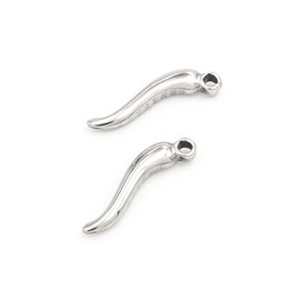 Vintage Parts Lucky Horn Pendant Made of 201 Stainless Steel for Making Your Own Jewellery Set of 2