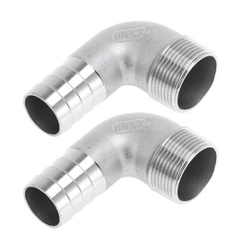 Partuto 2 Pcs Hose Barb Fittings 1.2" BSP Female Pipe Fittings 1.3" OD for Air Water Oil Gas Fuel 304 Stainless Steel Silver Tone