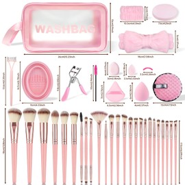 80PCS Makeup Brushes, Makeup Brush Set Professional Makeup Kit Multi-functional Makeup Tool Set with Case Facial Makeup Accessories,Brush Set Eye & Makeup Sponge(Pink)