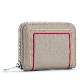 vione Women's Leather Wallet, RFID Protection Wallet with Zip and Multiple Compartments, Small Purse with Embroidery, Elephant Grey, S, Minimalist