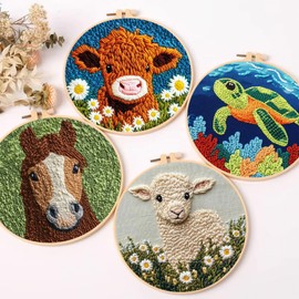 VDKIDKT Punch Needle Kits Adults Beginner DIY Punch Needle Kits, Hoop Embroidery Kit for Adults, Starter Craft Set, Festival Gift and Decoration (Horse)