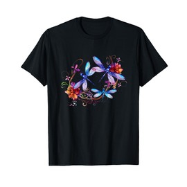 Dragonfly Shirts For Women Chakra Color Flower Dragonflies T-Shirt