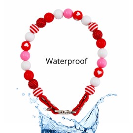 Pet Collar for Small Medium and Large Dogs Beaded Silicone Dog Necklace Handmade Girl Bling Fancy Female Cats Pretty Pearls Perla (Valentine Day)