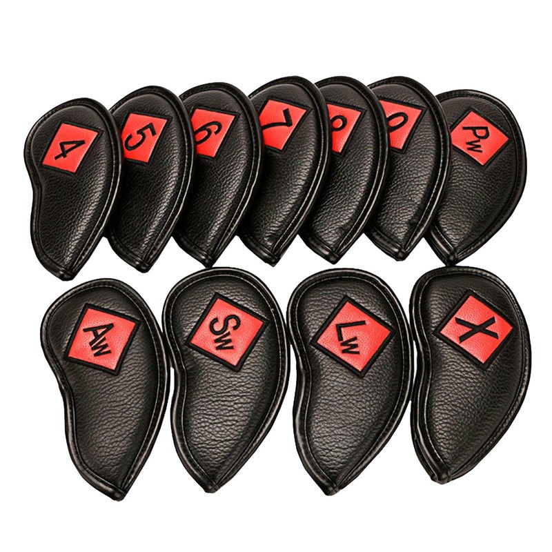 F Fityle 11Pieces Waterproof Leather Golf Iron Head Covers Set