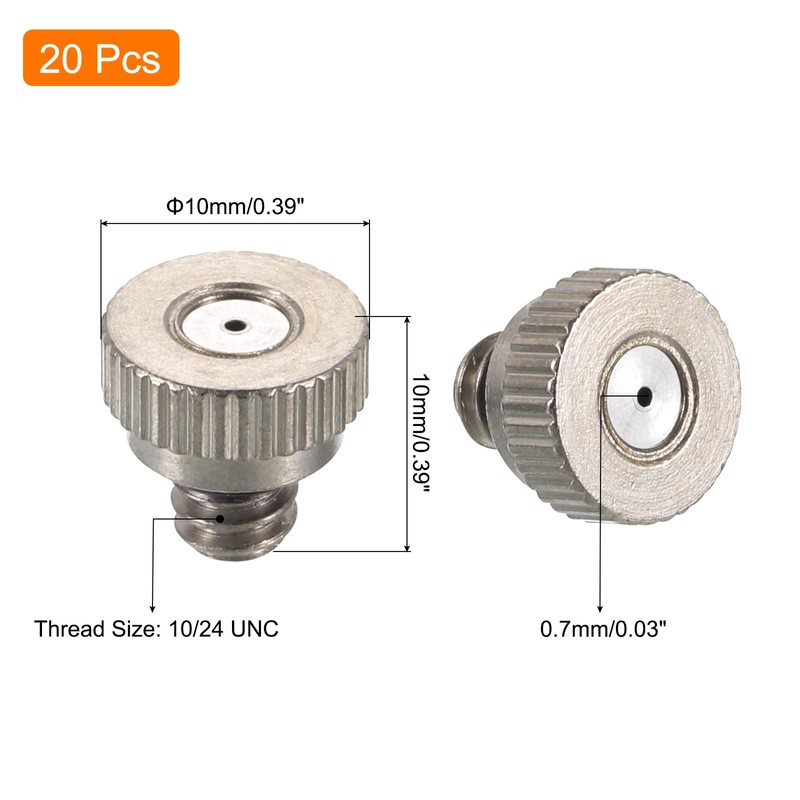 sourcing map Stainless Steel Misting Nozzle, 10/24 UNC 0.7mm Orifice