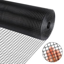 Liyarya 1/4" 24'' x 50' Hardware Cloth Wire Welded Rabbit Poultry Cage Mesh Roll for Garden, PVC 1/4 inch 24 in x 50 ft, 21 Gauge Black Vinyl Coated Chicken Fencing