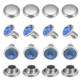 TIXIPEM Clear Rhinestone Rivets 6 mm/ 0.24 Inch [100pcs] - Crystal Rivets Use for Clothing & Performance & Arts, & Leather Craft DIY Making - [Light Blue] Studs for Clothing