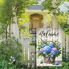 BlissYard Spring Welcome Garden Flag 12x18 Inches Hydrangea Basket Yard