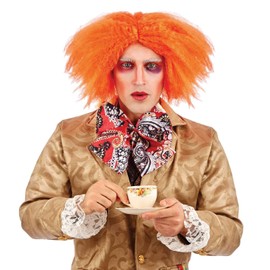 fun shack Mad Orange Curly Wig Short for Men, Orange Curly Hair Wig for Adult, Mad Orange Wig Curly, Mad Orange Wig and Hat