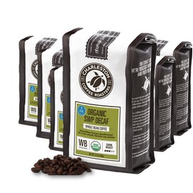 Charleston Coffee Roasters | Specialty Organic Whole Bean Coffee | Hand Picked, Premium Slow Roast (SWP Decaf, Dark Roast) 12 Oz, Pack of 6