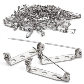 500 Pcs Silver Tone Brooch Pin Backs Clasp 1.5 inch (38mm) Bar Pins Findings 3 Holes Safety Pins for Badge Insignia, Citation Bars, Making Corsage, Name Tags, Toy Pins and Jewelry Making by STARVAST