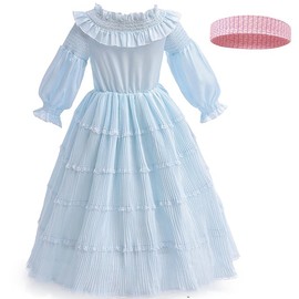 Vgolar Princess Costume Ruffle Mermaid Dress Mermaid Costume with Accessories (Blue, 150)