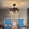 Dalouguan Farmhouse Ceiling Fan with Light, 4-Light Walnut Caged Ceiling
