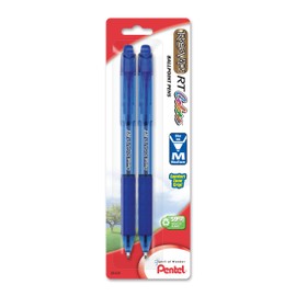 Pentel RSVP RT Colors Retractable Ball Point Pen, Medium Line, Blue Barrel, 2 Pack (BK93CRBP2C)
