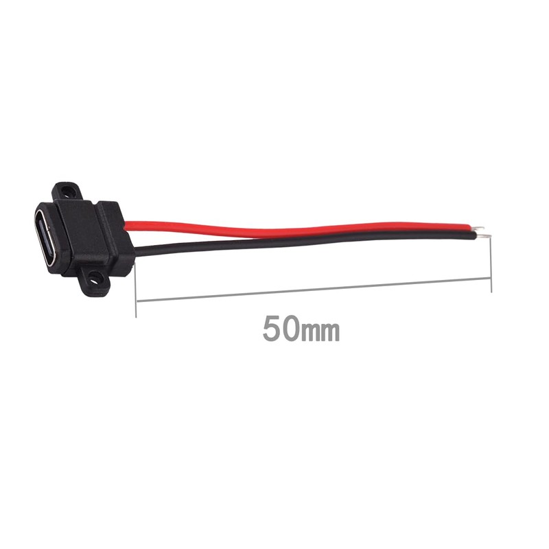 ZJKJHJY 2PCS Type-C Female Chassis Waterproof 2P Solder Wire Type