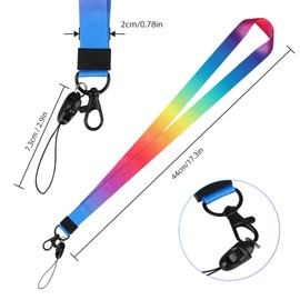 GOTRUST Rainbow Neck Lanyards, 10pcs Colorful Office Lanyard, Detachable Nylon Lanyard Strap, Bright Coloured Lanyards for Adults Kids Student Teacher ID Card Badge Holders, Phones, Name Tag Ticket